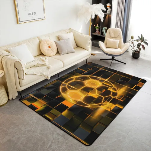 Vista 24 de Erosebridal Tapete de fútbol para interiores de 3 x 5 pulgadas, alfombra de fútbol neón para niños, adolescentes, hombres, brillantes, geométricas