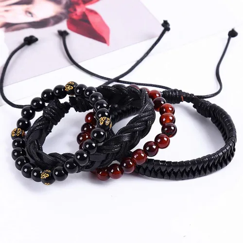 Vista 4 de Pulsera de cadena de muñeca con dije de moda para mujer joyería vintage pulsera multicapa regalo de cuero pulseras trenzadas Navidad cumpleaños