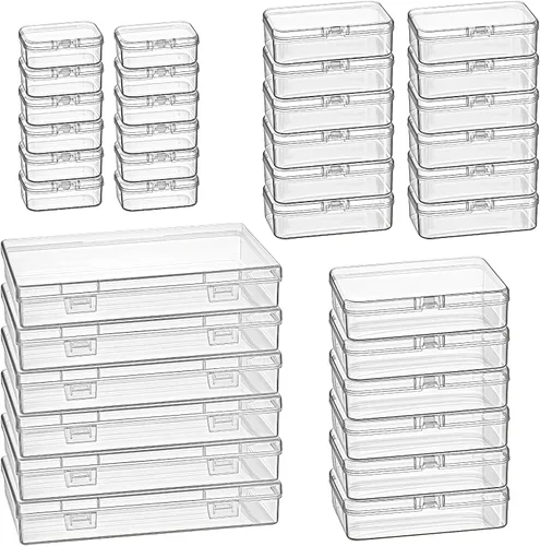 Vista 9 de Goodma Caja de almacenamiento de plástico rectangular de 36 piezas, color rosa Tamaños mixtos, tapas con bisagras, para objetos pequeños