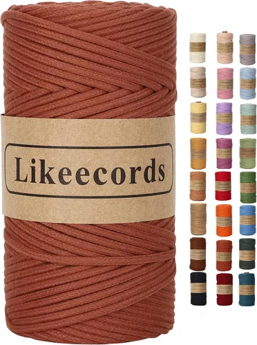 Vista 64 de Cordón de algodón trenzado de 0.11 pulgadas x 109 yardas, cuerda de algodón para macramé natural, estilo bohemio, para colgar plantas hechas a mano