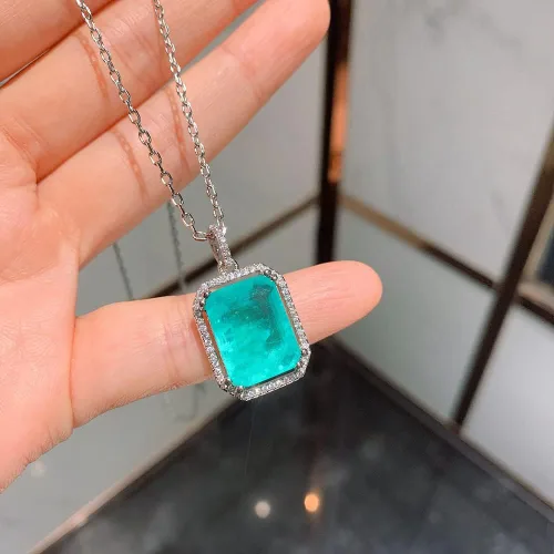 Vista 5 de Vintage 925 plata esterlina paraiba turmalina piedras preciosas pendientesanillocollar de lujo boda fina joyería conjuntos para mujeres