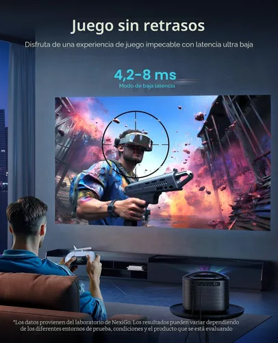 Vista 8 de NexiGo TriVision Ultra, proyector portátil 4K Tri-LED láser, 2600 lúmenes, contraste dinámico 100,000:1, sin moteado láser, sin fatiga ocular, Dolby