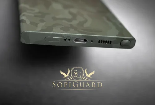 Vista 5 de SopiGuard Adhesivo para Samsung Galaxy S23 Ultra Full Body Wrap Precision Edge-to-Edge (negro cepillado)
