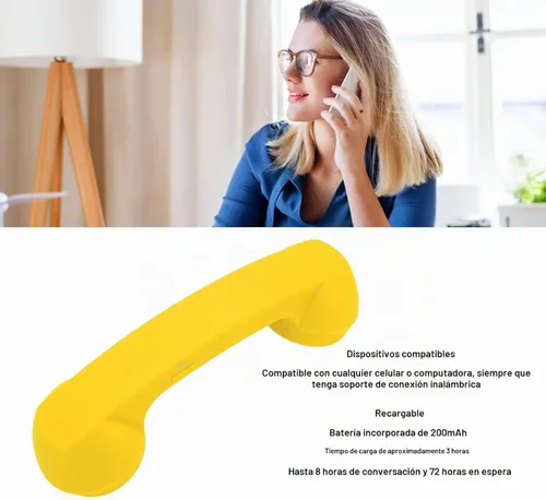 Vista 3 de Teléfono retro con Bluetooth, receptor de teléfono a prueba de radiación para teléfono celular con llamada cómoda, clásico vintage inalámbrico