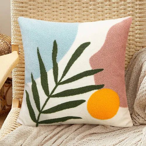 Vista 23 de Merrycolor Fundas de almohada decorativas bohemias para cama, modernas de mediados de siglo, fundas de almohada verde hoja, funda de almohada