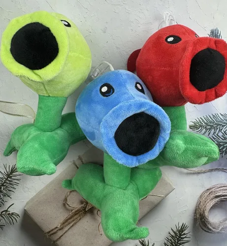 Vista 5 de JHESAO Juego de 3 piezas de guisantes de peluche de plantas y zombis, juguetes de zombis, peluches de PVZ, 1, 2, muñeco suave de peluche, guisante 3