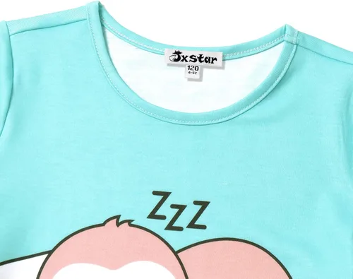 Vista 3 de Jxstar Conjuntos de pijamas para niñas, pijamas de unicornio para niños pequeños, ropa de dormir de algodón de verano