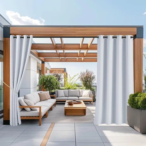 Vista 181 de NICETOWN Cortina para Exteriores para Patio Impermeable de 84 Pulgadas de Ancho, Aislamiento Térmico con Ojales Antioxidantes Bloqueo UV Cortina