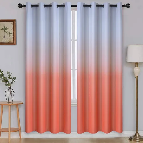 Vista 74 de SimpleHome Cortinas Ombre de negro a gris y blanco para sala de estar, 42