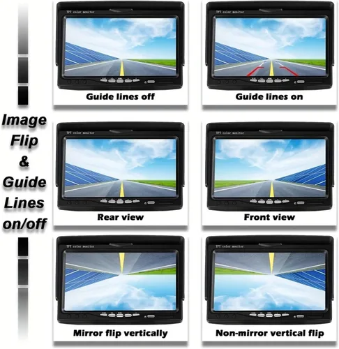 Vista 3 de Cámara de retroceso inalámbrica HD para camiones 7 pulgadas LCD Monitor Cámara de visión trasera para camiones autobús remolque excavadora vehículo