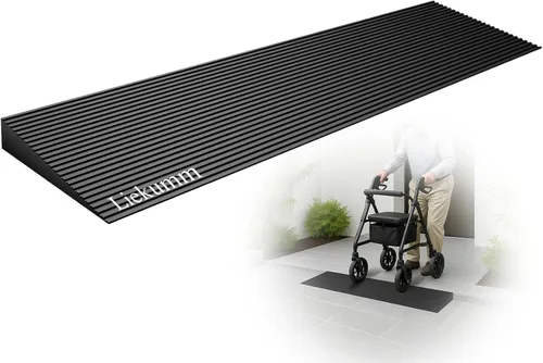 Vista 14 de LIEKUMM Rampa de umbral de goma de elevación de 3/8 pulgadas, rampa antideslizante de capacidad de carga de 1500 libras para puertas, rampa de goma