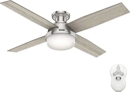 Vista 18 de Hunter Dempsey, ventilador de techo, moderno, 44 pulgadas, níquel cepillado