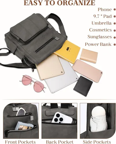 Vista 4 de Bolso tipo mochila para mujer, RAVUO de piel sintética, mini mochila de moda para mujer, tres formas de llevar, S