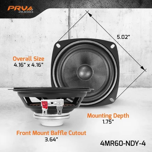 Vista 3 de PRV Audio Altavoz de neodimio de rango completo de 4 pulgadas 4MR60-NDY-4 PRO Audio de rango medio - 60 vatios, 4 ohmios - Controlador compacto