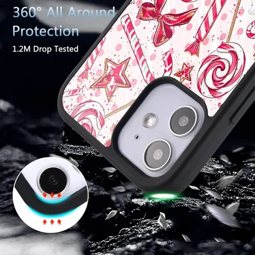 Vista 5 de Funda de teléfono con diseño de galletas navideñas para iPhone 7 Plus/iPhone 8 Plus, placa de aluminio duro con diseño de bastón de caramelo y marco