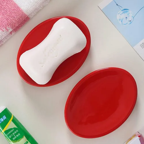 Vista 5 de Gaolinci 2pcs caja de jabón roja, plato de jabón de cerámica del cuarto de baño