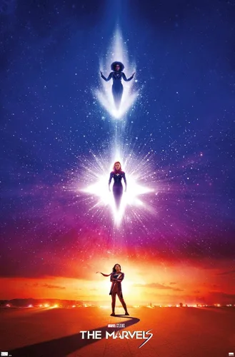 Vista 9 de Trends International Marvel The Marvels - Póster de pared de una hoja, 22.4 pulgadas de largo x 14.7 pulgadas, versión enmarcada de madera de granero