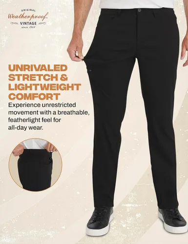 Vista 3 de Weatherproof Vintage Pantalones casuales de senderismo para hombre, pantalones de trabajo ligeros y elásticos para hombre con bolsillo de carga