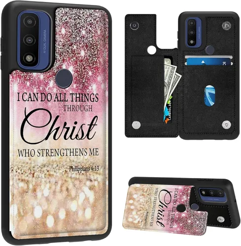 Vista 5 de FUYOCWE Funda para Motorola Moto G Stylus 5G 2023 con tarjetero, diseño de gato negro con diseño floral dorado de piel sintética con ranura