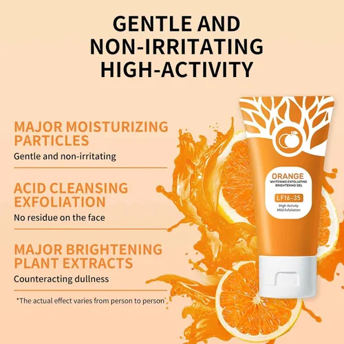Vista 3 de 2 unidades de gel exfoliante naranja para el cuidado de la piel para cara y cuerpo, gel exfoliante facial hidratante de limpieza profunda