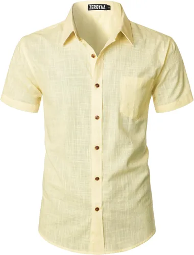 Vista 12 de ZEROYAA Camisas casuales de algodón ligero con botones para hombre aguamarina (Aqua Sky)