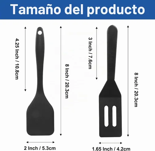 Vista 3 de Hitefu Mini espátula flexible de 2 piezas, color negro
