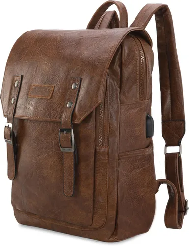 Vista 8 de Montana West × Wrangler Bolso mochila de cuero vegano de moda unisex, Café (Coffee1), Classic