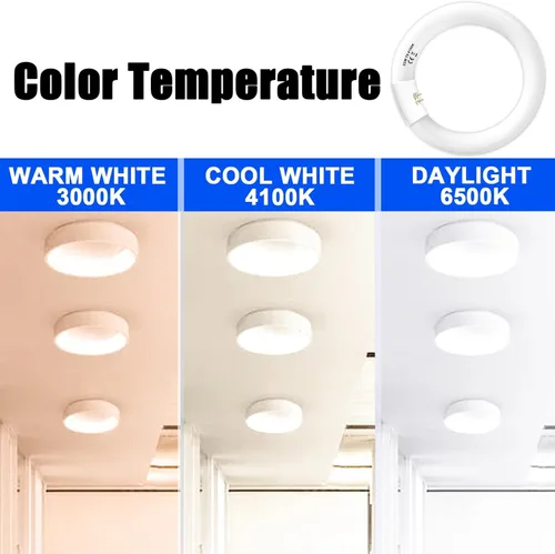 Vista 4 de FC8T9/CW 22W y FC12T9/CW 32W Set de focos blancos fríos, focos circulares de 8 pulgadas T9 de 22 vatios, foco fluorescente circline de 12 pulgadas
