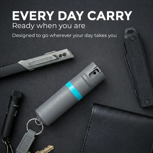 Vista 3 de POM Pepper Spray Keychain, Quick Key Release for Instant Access, Flip Top Safety, Maximum Strength OC Formula with UV Marking Dye, 25 Bursts, 10 ft