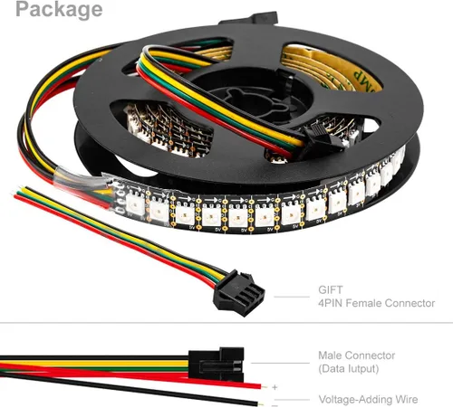 Vista 5 de BTF-LIGHTING SK9822 (similar a APA102C) direccionable individualmente 3.3ft 3.3 ft 144 píxeles/LED Datos de PCB negros no impermeables y reloj por
