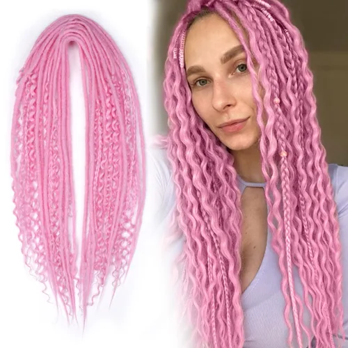 Vista 18 de Kraler Extensiones de Rastas Azules de Doble Extremo de 18 Pulgadas, 20 Hebras Sintéticas DE Extensiones de Rastas Hechas a Mano, Estilo de Rastas