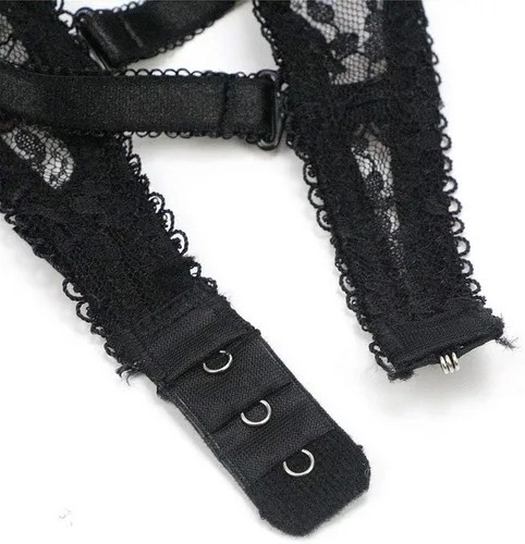 Vista 7 de Conjunto de lencería sexy con brasier de encaje push up para mujer
