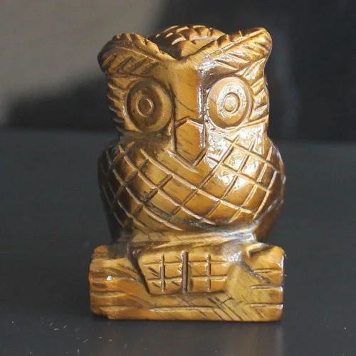 Vista 10 de Figura de búho de cristal tallada a mano de 1.5 pulgadas (obsidiana negra)
