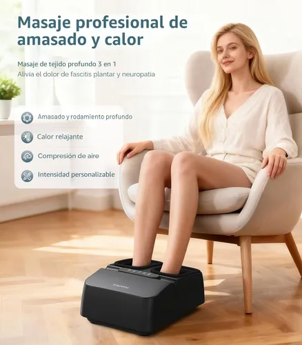 Vista 2 de MOUNTRAX Máquina Masajeador de Pies con Calor, Masajeador de Pies para Fascitis Plantar, Dolor de Neuropatía, Masajeador de Pies Shiatsu con Control