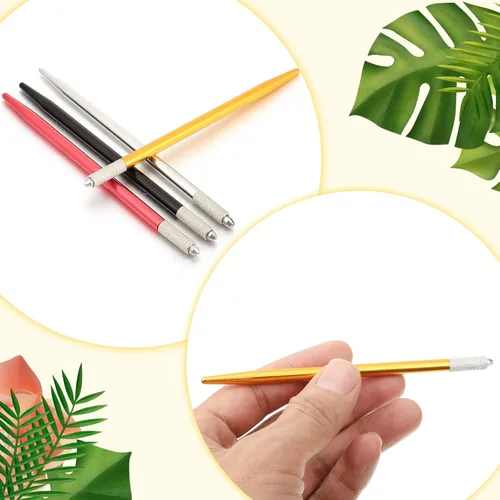 Vista 7 de Leelosp - 20 bolígrafos de microblading para cejas, manuales, soporte de aguja, herramientas de microhoja de aluminio para suministros