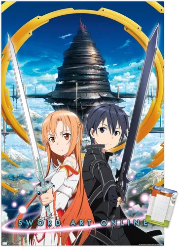 Vista 12 de Trends International Sword Art Online - Póster de pared Key Art 1, 14.72 x 22.37 pulgadas, versión enmarcada de madera de granero