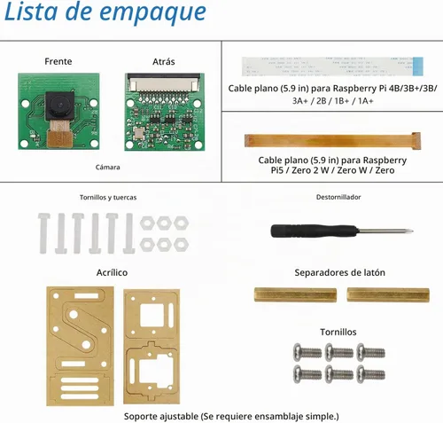 Vista 2 de FREENOVE Cámara de 5MP para Raspberry Pi 5 4 B 3 B+ A+ Zero 2 W con soporte ajustable y cable de cinta, ángulo de visión de 62°, salida 1080P 720P
