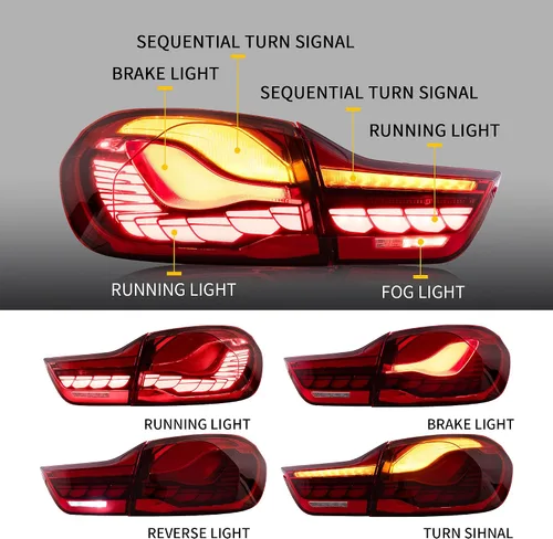 Vista 2 de VLAND - Luces traseras OLED serie 4 con señal de giro secuencial compatible con BMW M4 GTS F32 F33 F82 F83 2014-2020 Sedán/Convertible/Coupé