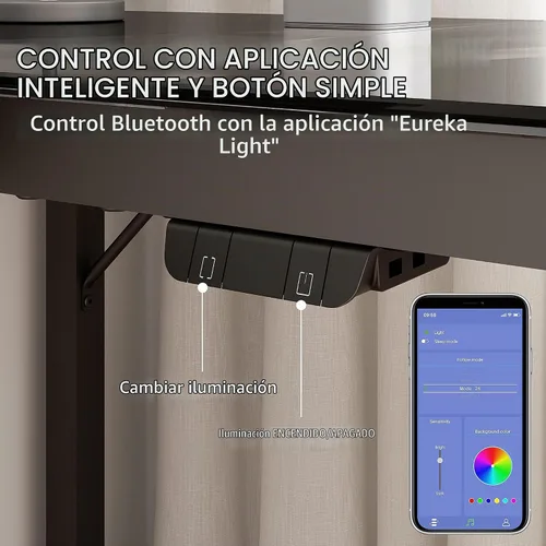Vista 6 de EUREKA ERGONOMIC Escritorio de Juegos en Forma de L Reversible de 60 Pulgadas de Vidrio Negro con Luces LED RGB, Mesa de Computadora para Oficina