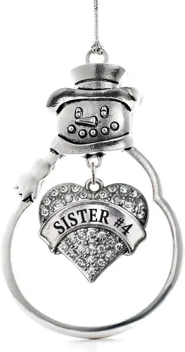 Vista 232 de Inspired Silver - Big Sis - Adorno de Navidad plateado - Adorno de árbol de Navidad con dije de corazón con circonita cúbica - Decoración colgante