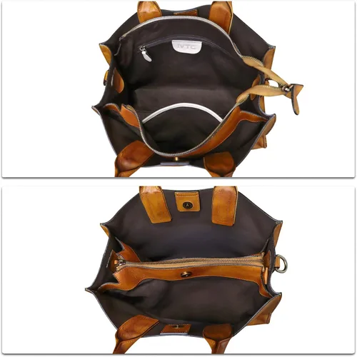 Vista 7 de Bolso de mano de cuero genuino con asa superior para mujer, bolso vintage sobre el hombro, bolso cruzado hecho a mano