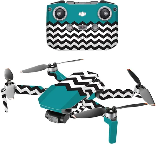 Vista 9 de MightySkins - Compatible con DJI Mini 2 Dron portátil – Aqua Chevron Funda protectora de vinilo duradera y única Fácil de aplicar, quitar y Acua