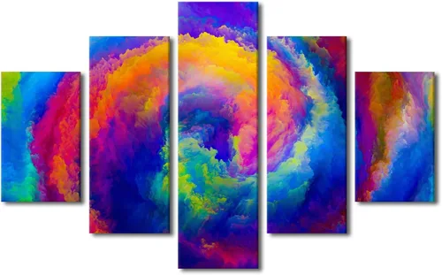 Vista 80 de Pintura en lienzo colorida para sala de estar, 5 paneles, impresiones abstractas sobre lienzo, arte de pared para sala de estar, dormitorio