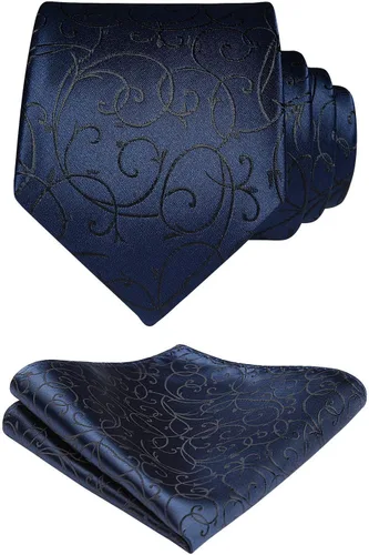 Vista 270 de Corbatas florales tejidas clásicas para hombre, corbata cuadrada de bolsillo, corbatas formales para hombres, boda con pañuelo