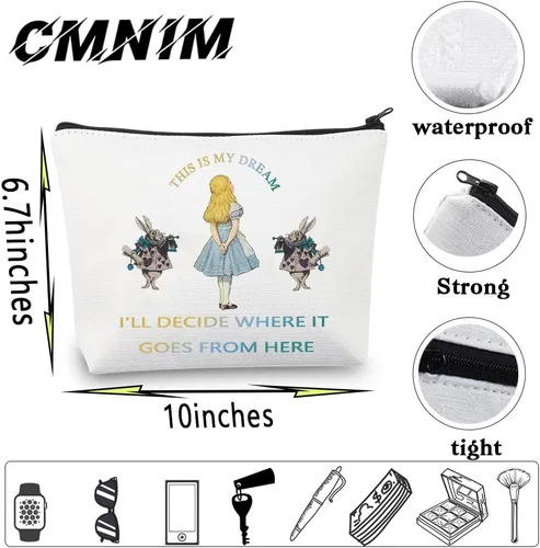 Vista 3 de CMNIM Bolsa de maquillaje con diseño de cuentos de hadas, con texto en inglés "This Is My Dream" (This Is My Dream), inspiradora, Bolsa