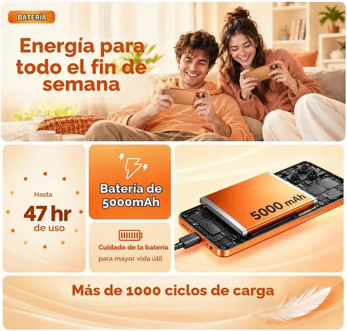 Vista 7 de Blackview Wave 7C Unlocked Android 16 4G Cell Phone, 128GB, Dual SIM,Orange