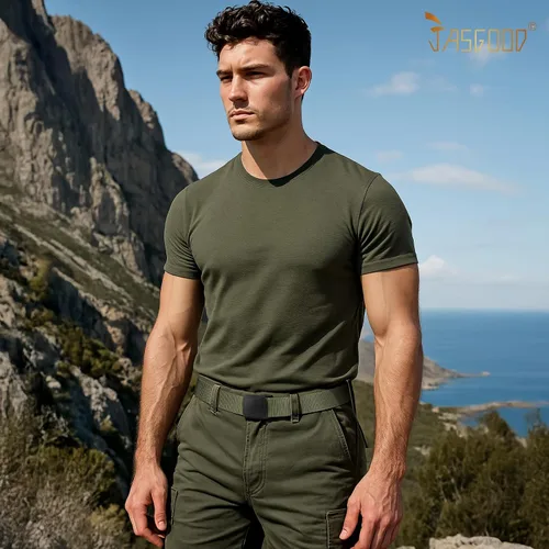 Vista 2 de JASGOOD Cinturón táctico militar respirable de nylon de los hombres de la lona con la hebilla plás