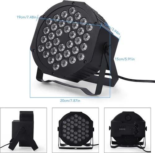 Vista 6 de Luces de DJ, 1 paquete de 36 luces LED par luces de escenario con control remoto activado por sonido y control DMX, luces de iluminación