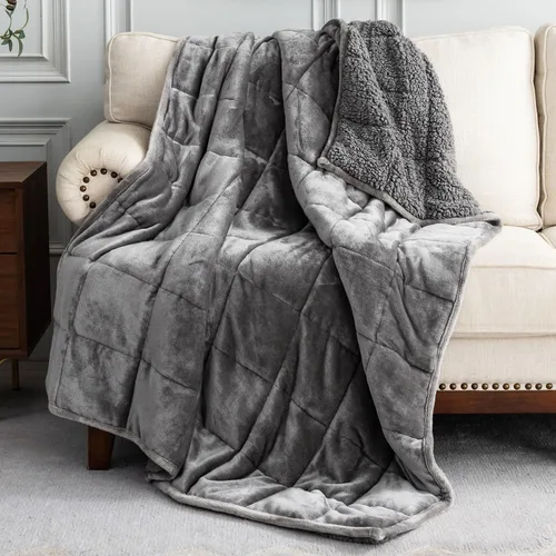 Vista 9 de Uttermara Mantas con peso para adultos, tamaño matrimonial, manta de 12 libras, 48 x 72 pulgadas con forro polar sherpa de felpa suave y cálida