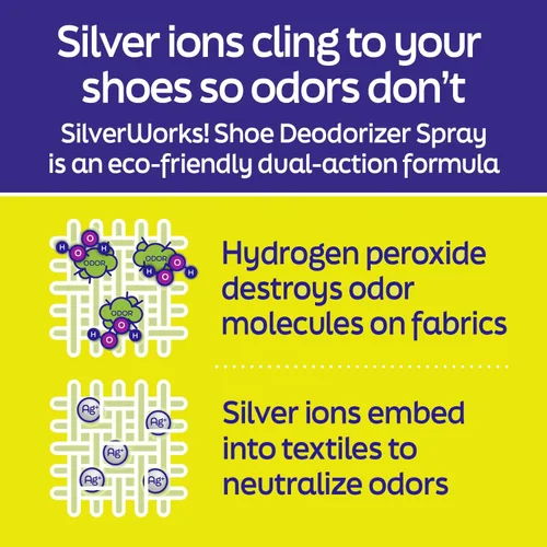 Vista 4 de SilverWorks! Spray desodorante para zapatos malolientes – Eliminación de olores de zapatos – Botas, tenis, eliminador de olores de zapatos
